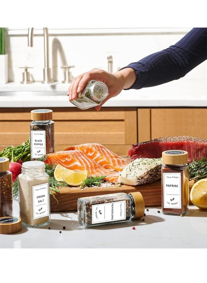 GZYIZHOU 12 Pcs Glass Spice Jars with Label - Square Spice Containers 4 oz - Includes Cleaning Brush & Label pan - Seasoning Jars - Image 5