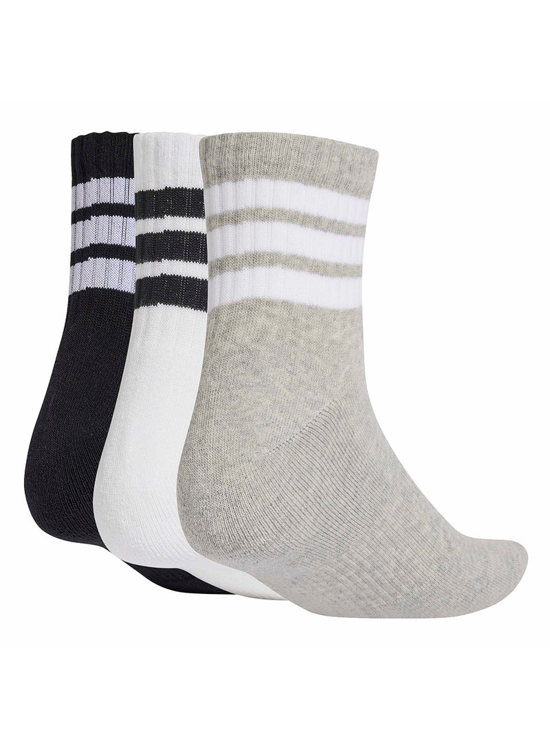 Adidas 3 Stripes Cushioned Sportswear Mid Cut Socks 3 Pair Pack - Image 5