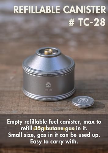 camping moon كامبينغمون أسطوانة قابلة لإعادة التعبئة فارغة 35 جرام قياسية للتخييم وحمل الظهر EN417 صمام ليندال فضي TC-28 - Image 2