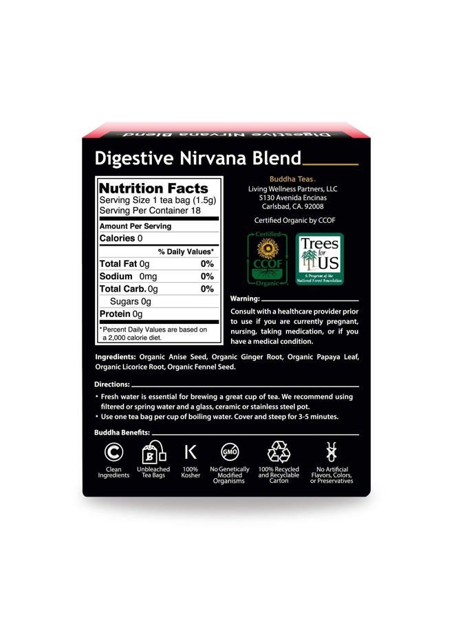 BUDDHA TEAS Organic Digestive Nirvana Blend - Herbal Tea - For Health & Wellbeing - With Antioxidants & Minerals - Clean Ingredients - Caffeine Free - OU Kosher & Non-GMO - 18 Tea Bags (Pack of 1) - Image 4