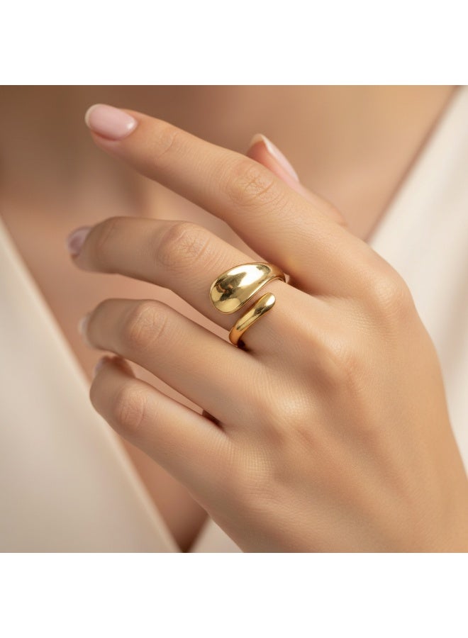 AMETOER Personalized Stainless Steel Open Ring | New Fashionable Design | 18K Gold Plated Versatile Niche Ring for Women - Image 3