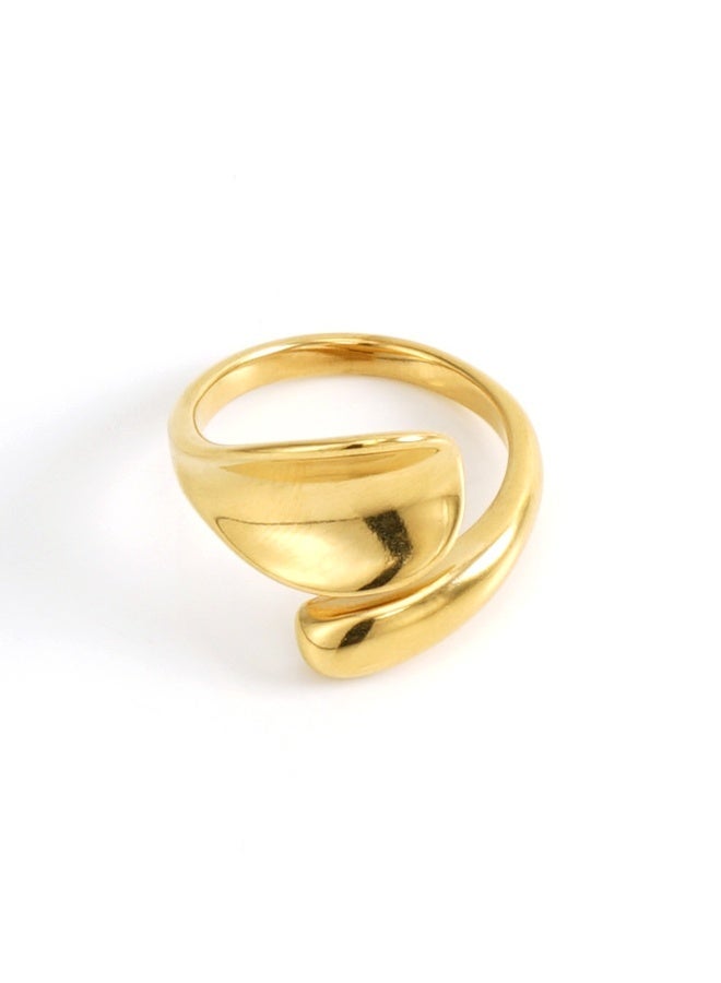 AMETOER Personalized Stainless Steel Open Ring | New Fashionable Design | 18K Gold Plated Versatile Niche Ring for Women - Image 1