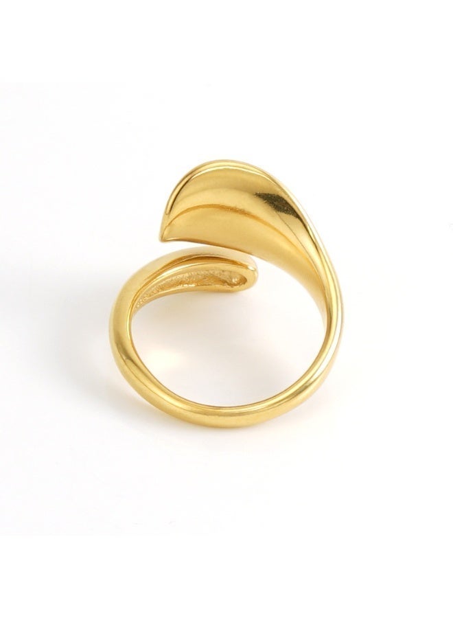 AMETOER Personalized Stainless Steel Open Ring | New Fashionable Design | 18K Gold Plated Versatile Niche Ring for Women - Image 5