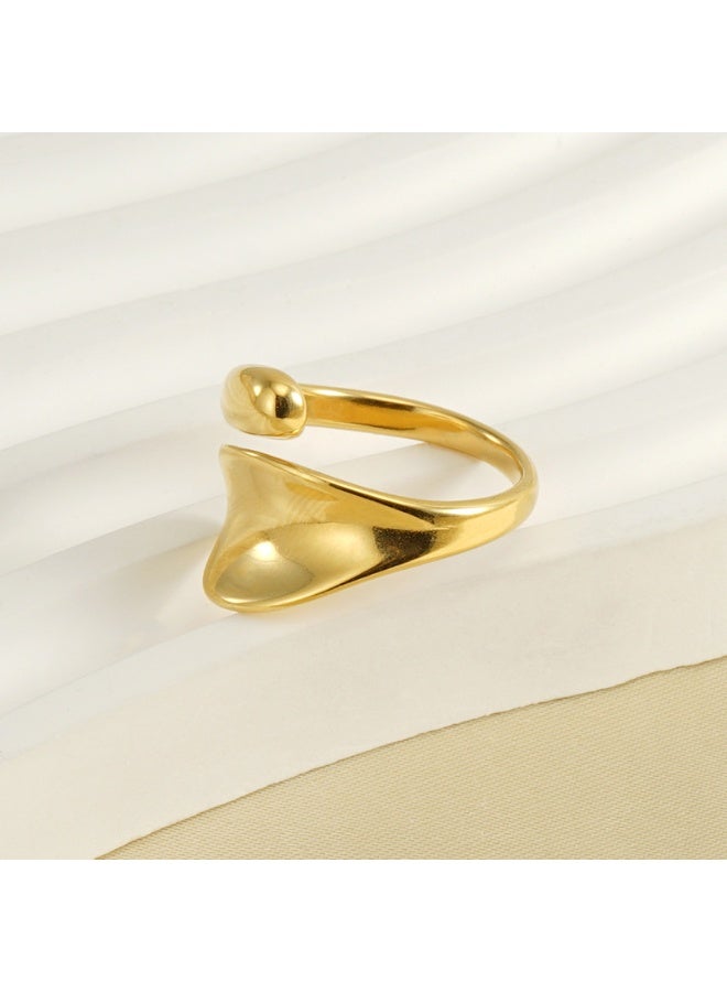 AMETOER Personalized Stainless Steel Open Ring | New Fashionable Design | 18K Gold Plated Versatile Niche Ring for Women - Image 4