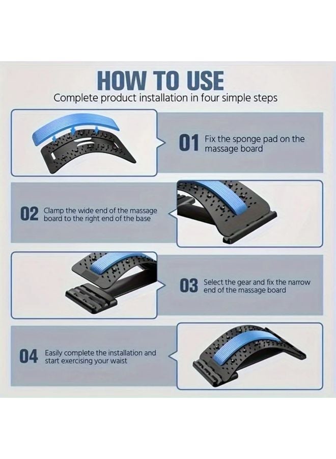 Blue Back Stretcher Posture Corrector 3 Level Adjustable Lumbar Support Massage - Image 3