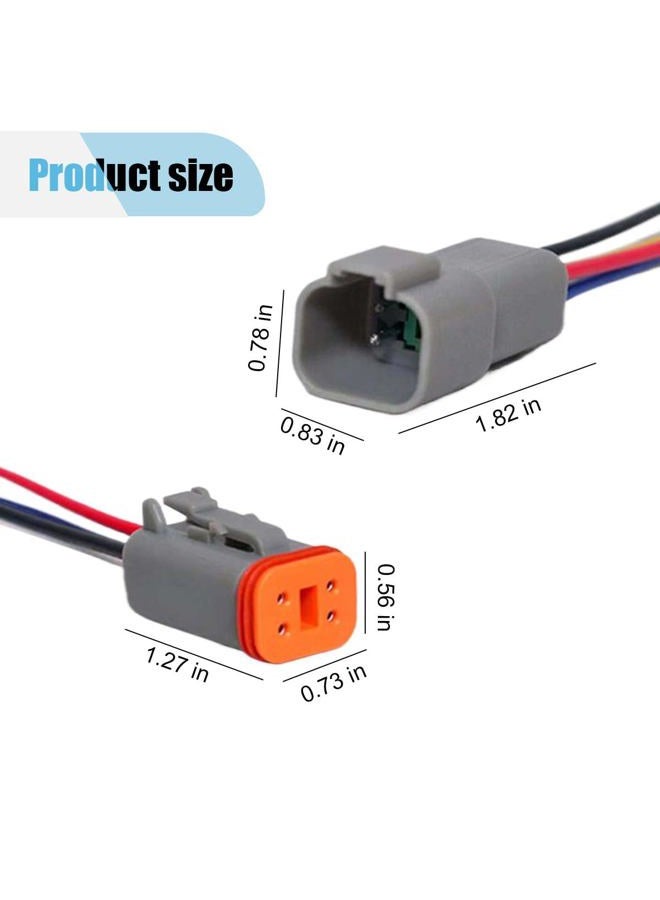 KITUREK 4 Pin Deutsch Car Waterproof Electrical Connector with 17AWG Cable Wire, 4 Way Automotive Male and Female Plug Wiring Harness, 4 Wire DT Pigtail for Cars, Boats, Trucks - Image 2