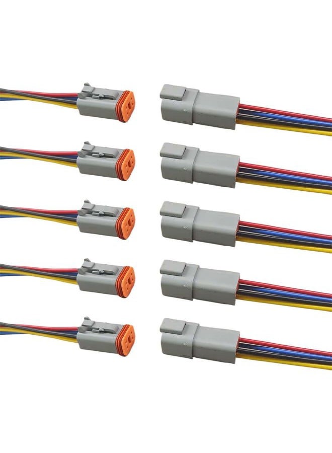 KITUREK 4 Pin Deutsch Car Waterproof Electrical Connector with 17AWG Cable Wire, 4 Way Automotive Male and Female Plug Wiring Harness, 4 Wire DT Pigtail for Cars, Boats, Trucks - Image 1