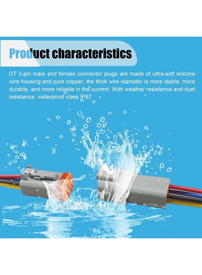 KITUREK 4 Pin Deutsch Car Waterproof Electrical Connector with 17AWG Cable Wire, 4 Way Automotive Male and Female Plug Wiring Harness, 4 Wire DT Pigtail for Cars, Boats, Trucks - Image 4