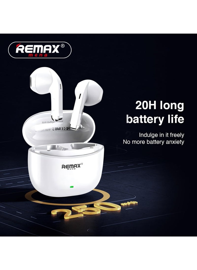 Remax Mena Earbuds True Wireless for Music and Call Headset CozyBuds W26 Long Battery Life Cloud/White  - Image 2