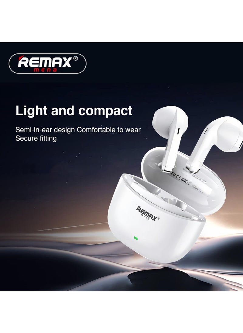 Remax Mena Earbuds True Wireless for Music and Call Headset CozyBuds W26 Long Battery Life Cloud/White  - Image 4