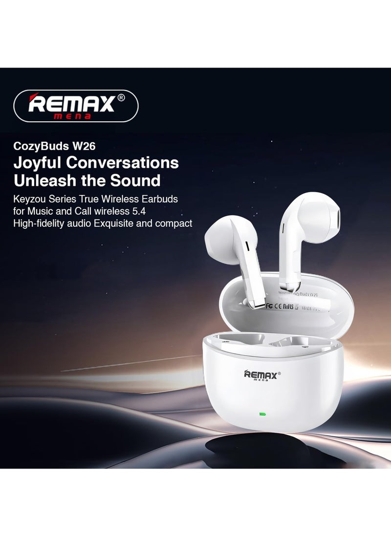 Remax Mena Earbuds True Wireless for Music and Call Headset CozyBuds W26 Long Battery Life Cloud/White  - Image 5