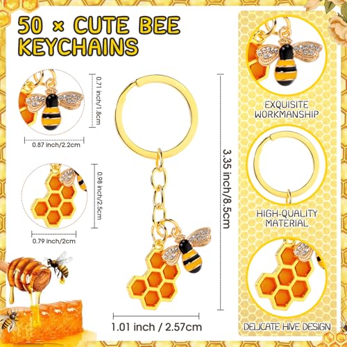 Landical 25 Sets Bee Employee Appreciation Gift Inspirational Bee Keychains Thank You Cards Organza Bag Cute Gifts for Coworker - Image 3