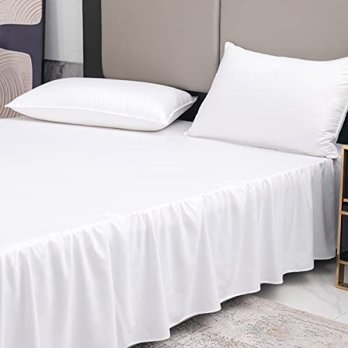 TSUTOMI Bed Skirt Full Size Ruffled Bed Skirt with Split Corners, 16 Inch Drop Dust Ruffle Bed Skirts with Platform, Gathered Style, 100% Microfiber, White - Image 3