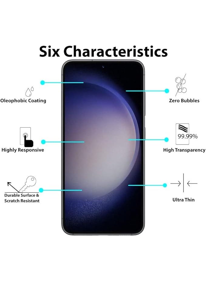 glassology حماية شاشة متوافقة مع سامسونج جالاكسي S23 حماية شاشة زجاج مقسى، تغطية كاملة HD، تركيب سهل، حساس للمس، مضاد للكسر - Image 4