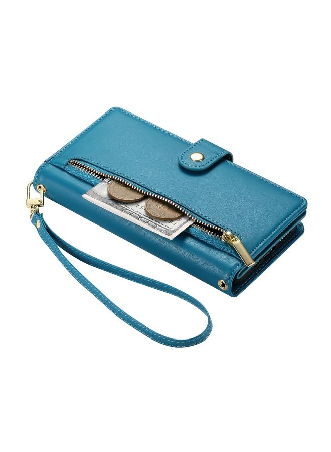 S-TOP Case For Samsung Galaxy S22 Ultra 5G Nine Card-slot Zipper Wallet Bag Leather Phone Case - Image 5