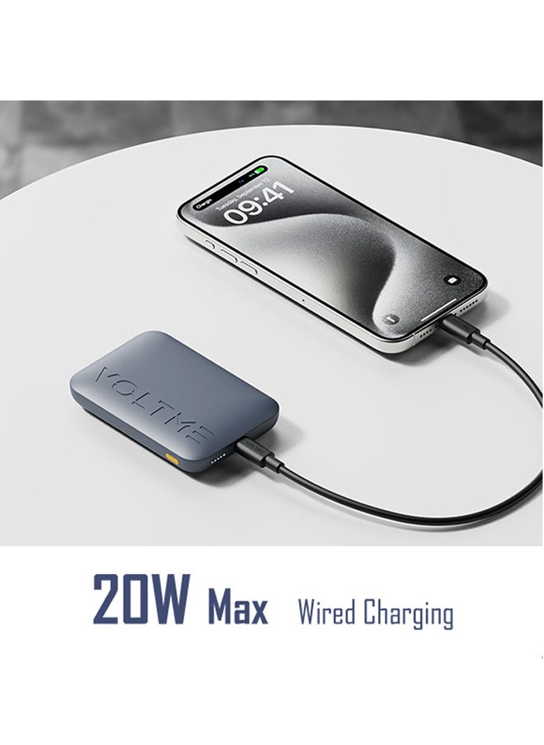 VOLTME - MagSafe Power Bank 5000mAh, Ultra-Slim Wireless Portable Charger with Fast Charging, USB-C Cable Included, Compatible with iPhone 16 Pro Max/16 Pro/16 Plus/15/14/13/12 Series, AirPods, Samsung Galaxy, High-Speed & Reliable Backup Battery Pack - Image 1