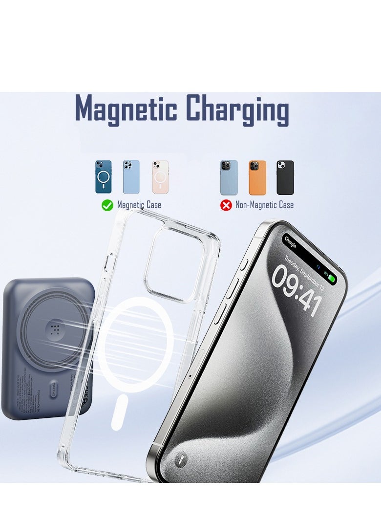 VOLTME - MagSafe Power Bank 5000mAh, Ultra-Slim Wireless Portable Charger with Fast Charging, USB-C Cable Included, Compatible with iPhone 16 Pro Max/16 Pro/16 Plus/15/14/13/12 Series, AirPods, Samsung Galaxy, High-Speed & Reliable Backup Battery Pack - Image 1