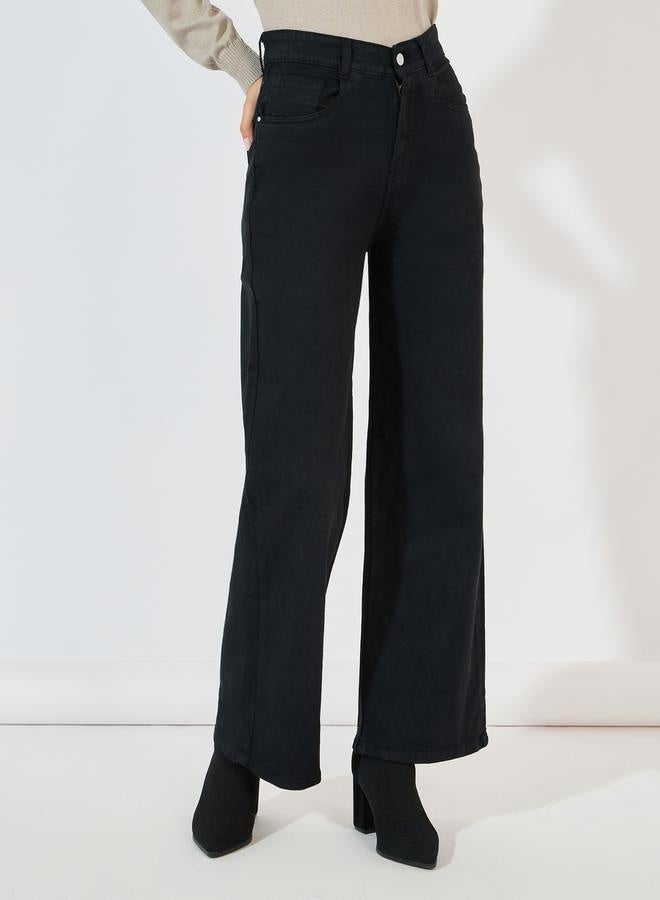 Styli High Rise Flared Jeans With Pockets - Image 2