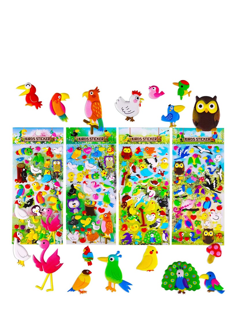 Excefore ملصقات طيور للأطفال ملصقات فوم استكشافية ذات لاصق ذاتي طيور استوائية بومة ملصقات للحرف الفنية وتزيين دفاتر الملاحظات والكمبيوتر المحمول وبيوت الطيور لوازم المعلمين هدايا جيدة لحفلات حقائب الديكور 4 عبوة - Image 1