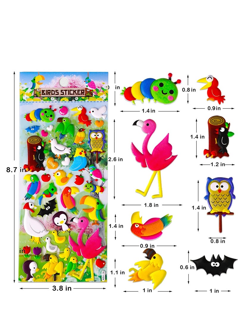 Excefore ملصقات طيور للأطفال ملصقات فوم استكشافية ذات لاصق ذاتي طيور استوائية بومة ملصقات للحرف الفنية وتزيين دفاتر الملاحظات والكمبيوتر المحمول وبيوت الطيور لوازم المعلمين هدايا جيدة لحفلات حقائب الديكور 4 عبوة - Image 2