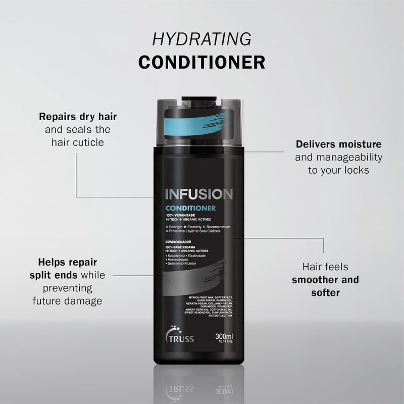 Truss Infusion Hair Conditioner - Restorative, Detangling Conditioner for Dry Hair - Softens, Hydrates and Delivers Strong Split End Repair - 100% Vegan Formula + Color-Safe (300 ml) - Image 1