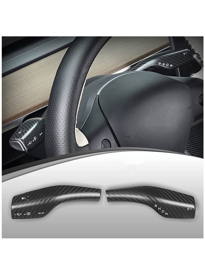 Zikra Carbon Fiber Steering Lever Cover for Tesla Model 3 & Model Y - Decorative Gear Shift Cover Accessories for Tesla Vehicles - Image 1