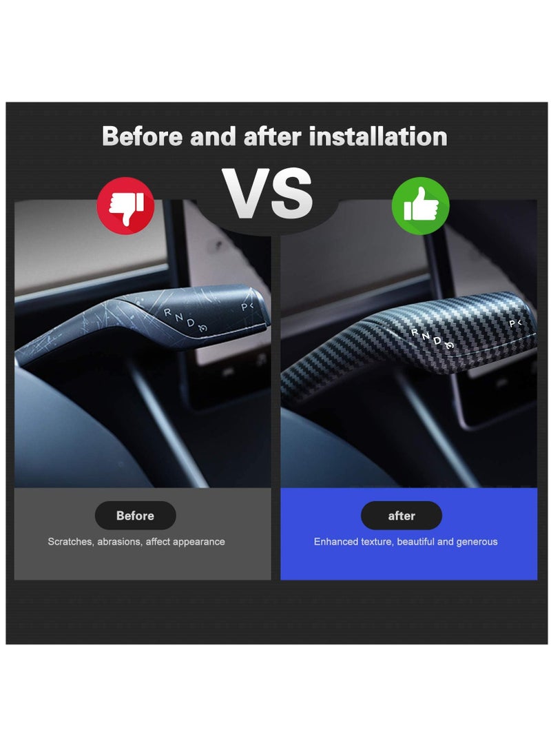 Zikra Carbon Fiber Steering Lever Cover for Tesla Model 3 & Model Y - Decorative Gear Shift Cover Accessories for Tesla Vehicles - Image 3