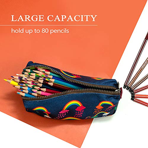 LParkin Rainbows Clouds Canvas Pencil Case Pen Bag Pouch Stationary Gadget Case Makeup Cosmetic Bag Kawaii Box - Image 3