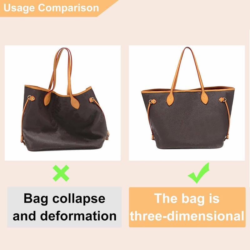 إدراج منظم الحقيبة Doxo، إدراج حقيبة التسوق لـ Lv Neverfull MM، Long champ Le-pliage GM والمزيد، إدراج منظم الحقيبة مع سحاب (كبير، أسود-بيج) - Image 2