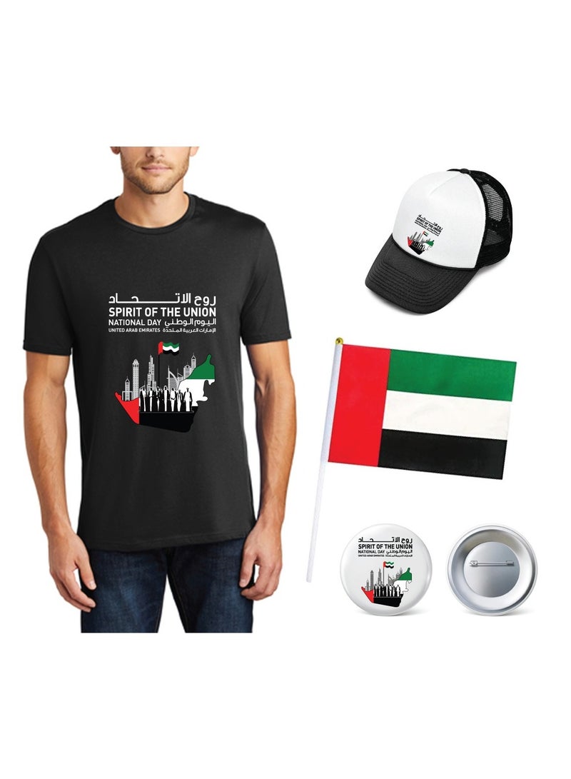 Adult Mens UAE T-shirt - Cap - Flag and Badge Pack of 4 Combo - Image 1