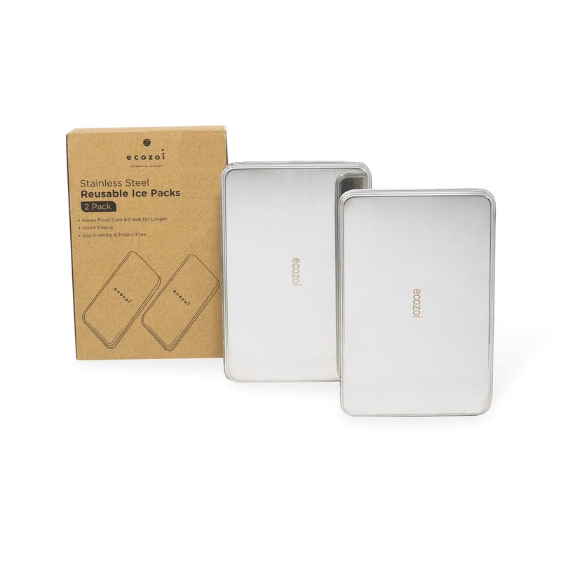 ecozoi ecozoi Stainless Steel Lunch Chillers  Ice Packs for Lunch Bags Lunch Boxes Bento Boxes and Coolers  2 Pack PlasticFree and Sustainable 