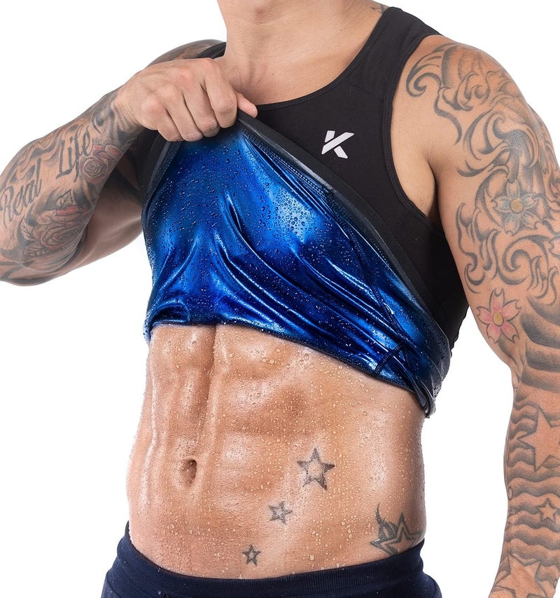 Kewlioo Men's Heat Trapping Pullover Sweat Enhancing Vest - Sauna Suit Shirt Compression Vest Shapewear Top for Gym Exercise Black - Image 1