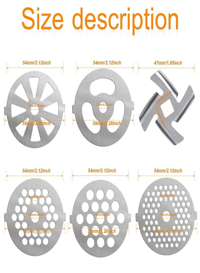 Haploon 10-Piece Stainless Steel Grinder Kit，Meat Grinder Parts Blades Size 5 Stand Mixer Blades & Plates, Premium Food-Grade Replacement Parts for Mincing, Sausage Making & Meat Processing - Image 2