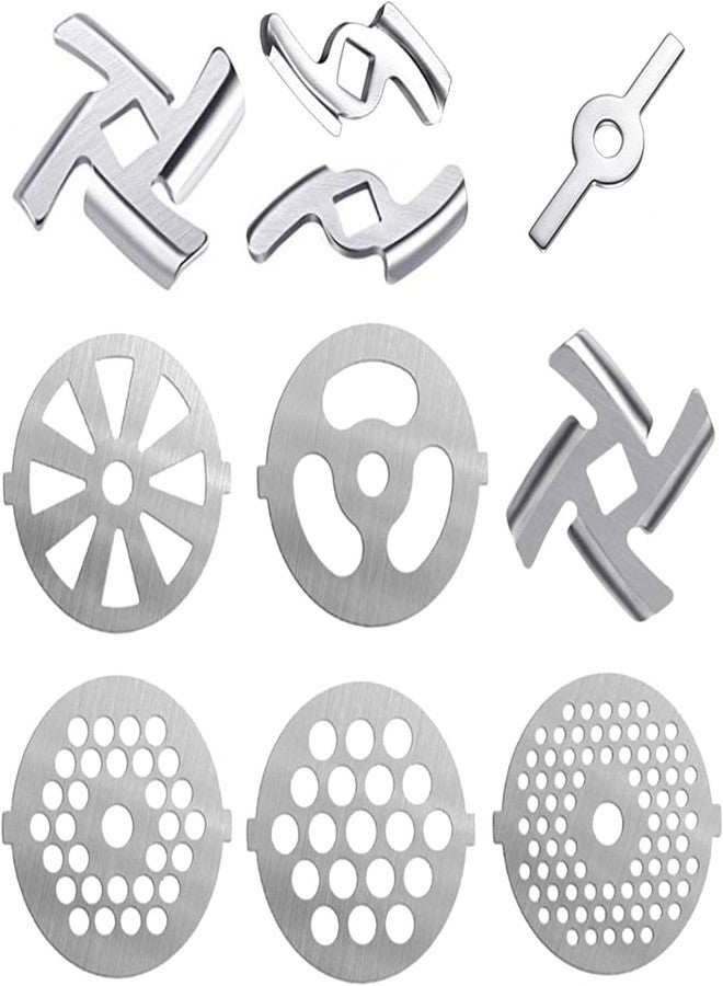 Haploon 10-Piece Stainless Steel Grinder Kit，Meat Grinder Parts Blades Size 5 Stand Mixer Blades & Plates, Premium Food-Grade Replacement Parts for Mincing, Sausage Making & Meat Processing - Image 1