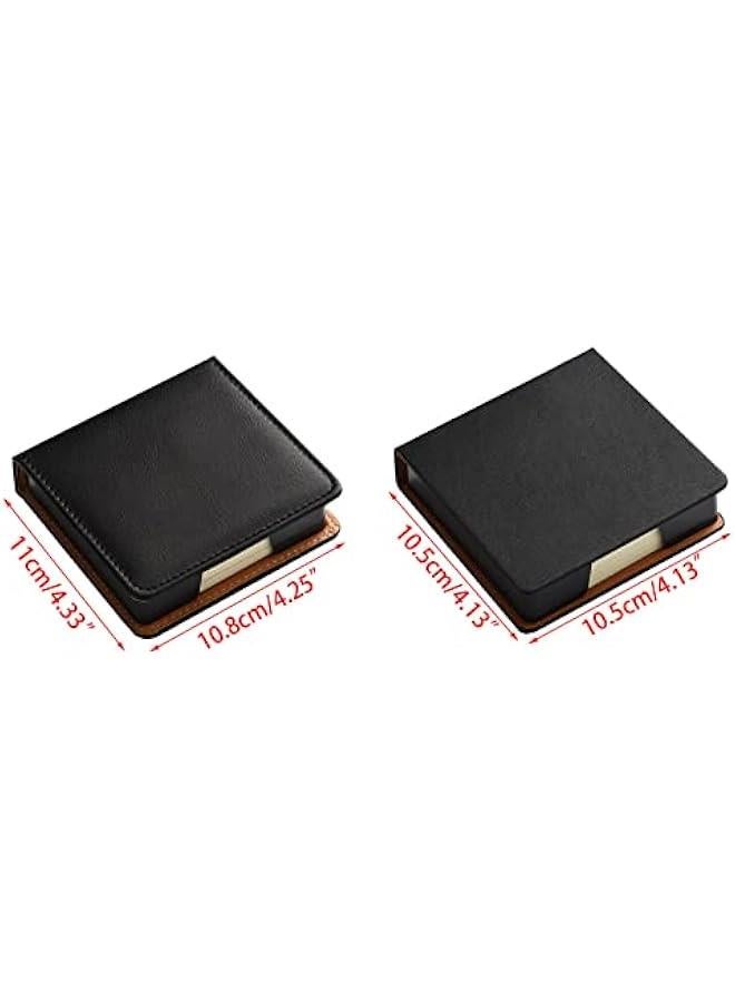 Generic Self Note Pad Holder Leather Name Cards Holder Sticky Notes Dispenser For Case With A Lid Cover Office School Supp Leather Memo Pad Holder Note Card Dispenser Sticky Note Storage Box Desk  - Image 3