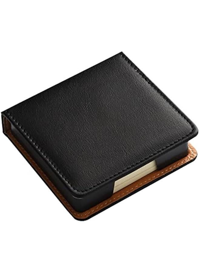 Generic Self Note Pad Holder Leather Name Cards Holder Sticky Notes Dispenser For Case With A Lid Cover Office School Supp Leather Memo Pad Holder Note Card Dispenser Sticky Note Storage Box Desk  - Image 1