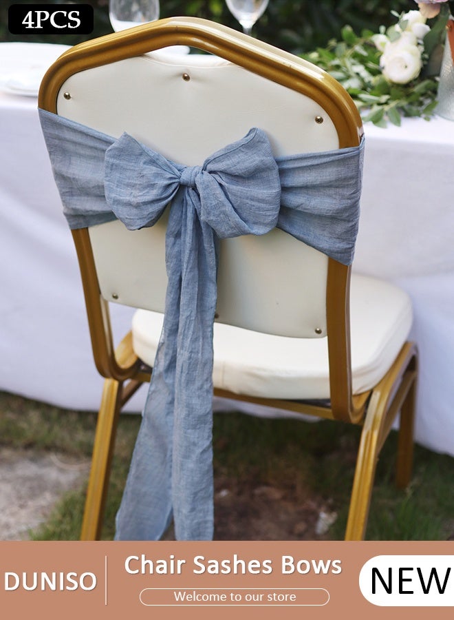 DUNISO 4 PCS 18*250cm Satin Chair Sashes Wedding Chair Bow, Banquet Chair Decorative Ties Bows Chair Cover Decor for Wedding Banquet Event Party Hotel Dining Chair Decoration - Image 1