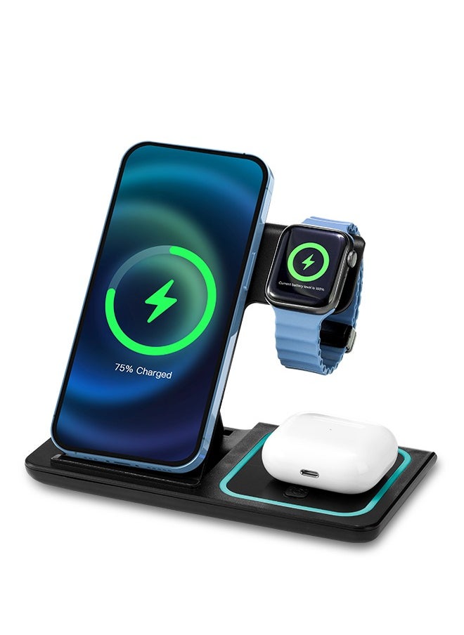 PRO LASHBEAUTY - 3-in-1 MagSafe Wireless Charging Station | 15W Fast Charger for iPhone 16/15/14/13/12 Pro Max, Apple Watch Ultra 2/9 & AirPods | AS/NZS Certified with Aussie Plug - Image 1