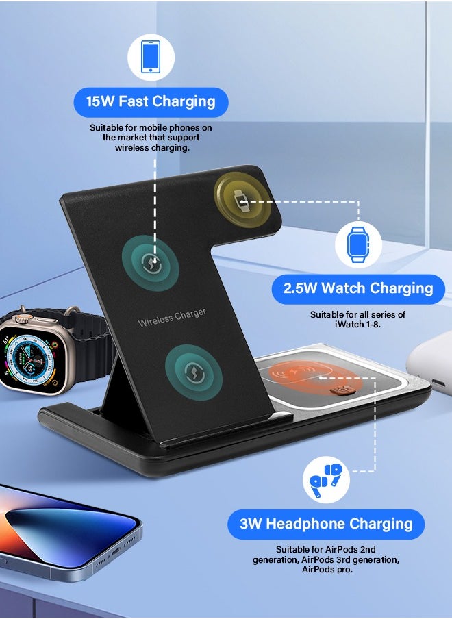 PRO LASHBEAUTY - 3-in-1 MagSafe Wireless Charging Station | 15W Fast Charger for iPhone 16/15/14/13/12 Pro Max, Apple Watch Ultra 2/9 & AirPods | AS/NZS Certified with Aussie Plug - Image 1