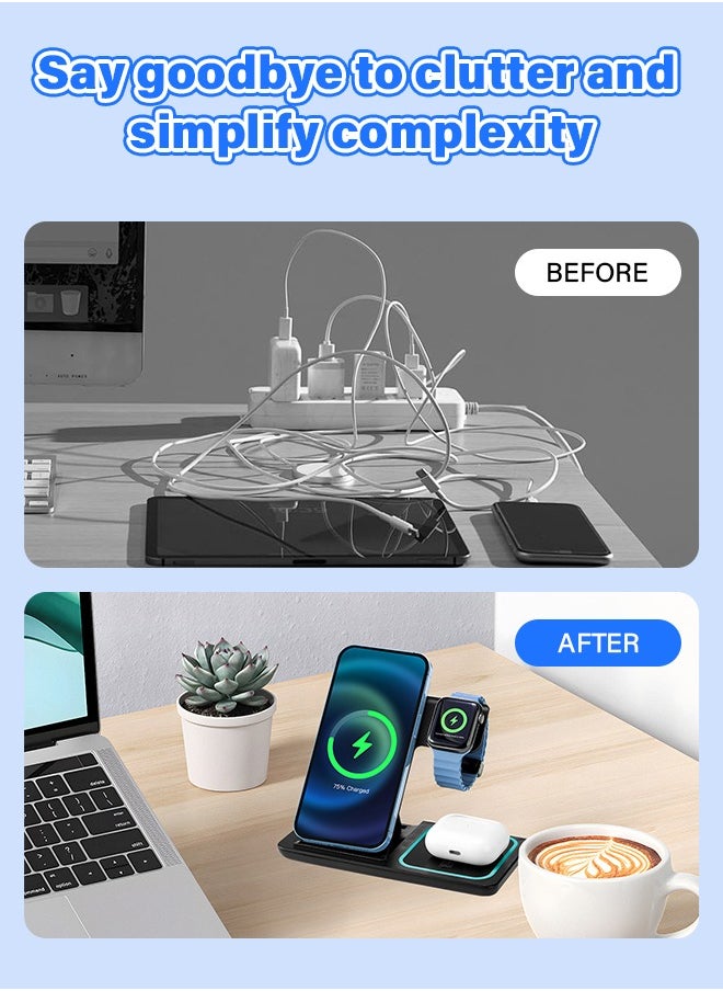 PRO LASHBEAUTY - 3-in-1 MagSafe Wireless Charging Station | 15W Fast Charger for iPhone 16/15/14/13/12 Pro Max, Apple Watch Ultra 2/9 & AirPods | AS/NZS Certified with Aussie Plug - Image 1