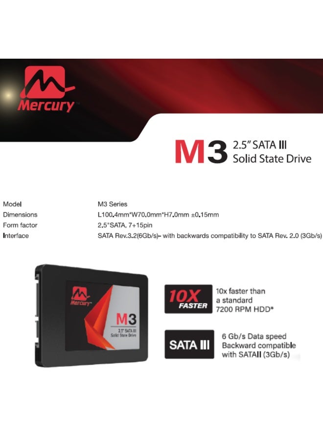 Mercury SSD M3-Series, 2.5-inch SATA III, 550MB/s Read Speed, 520MB/s Write Speed (2, TB) - Image 4