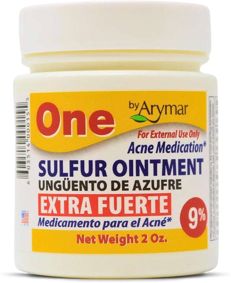 Arymar Sulfur Ointment 9% Acne Spot Treatment for Face and Body (2oz / Pack of 1)