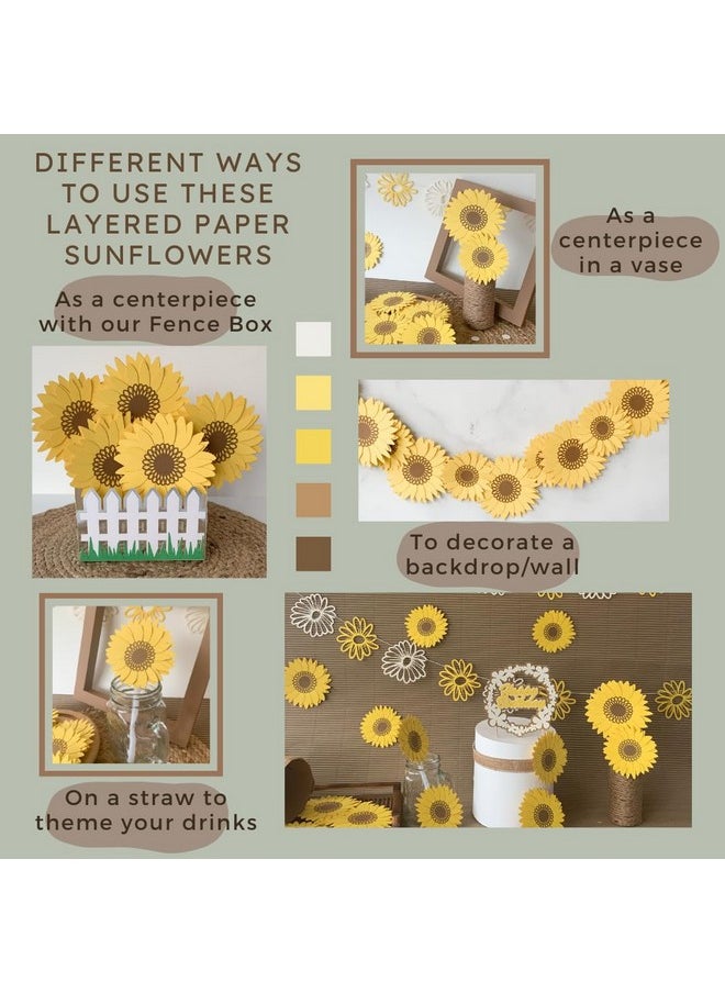 Pinfliers Pinfliers Sunshine or Summer Theme Paper Sunflower Garland, A Set of 8 Flowers for Birthday Decoration, 36 inches in Length, Yellow and Brown, 30th / 40th Birthday Decoration Items  - Image 2