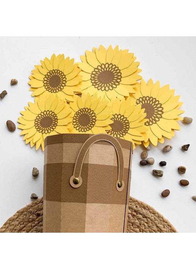 Pinfliers Pinfliers Sunshine or Summer Theme Paper Sunflower Garland, A Set of 8 Flowers for Birthday Decoration, 36 inches in Length, Yellow and Brown, 30th / 40th Birthday Decoration Items  - Image 4
