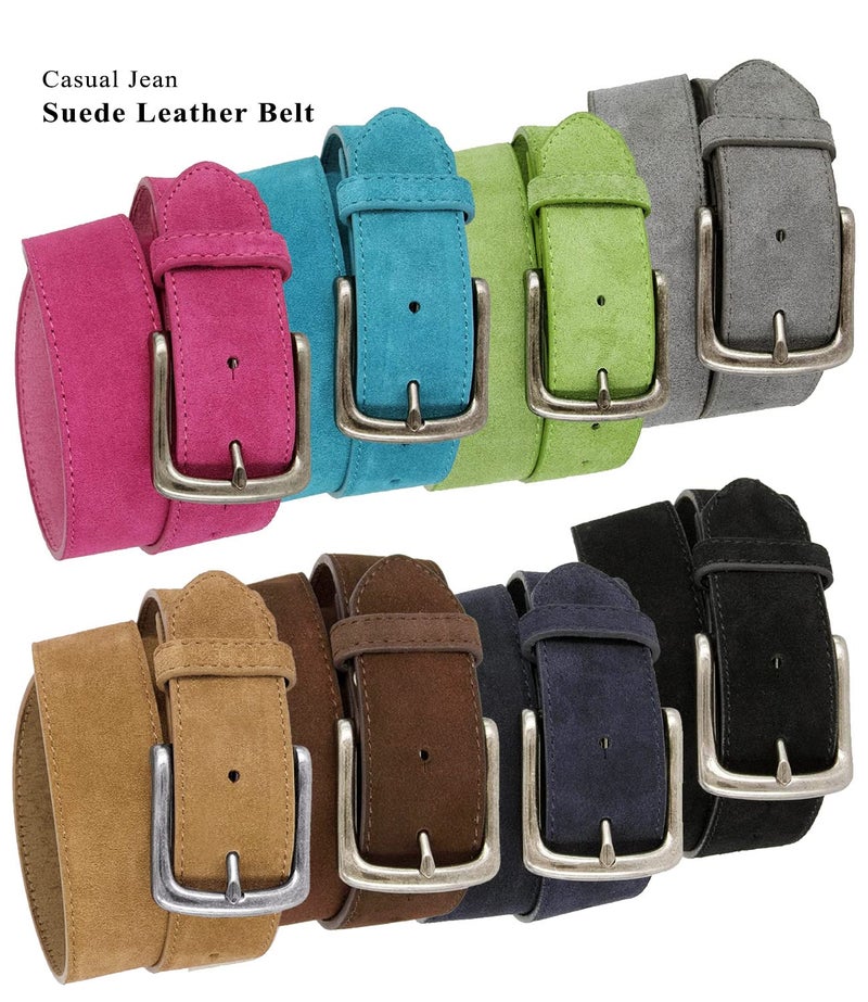 Belts.com Men's Belt Rounded Edge Heel Bar Buckle Casual Jean Suede Leather Belt 1 1/2" Wide (Taupe, 34) - Image 5