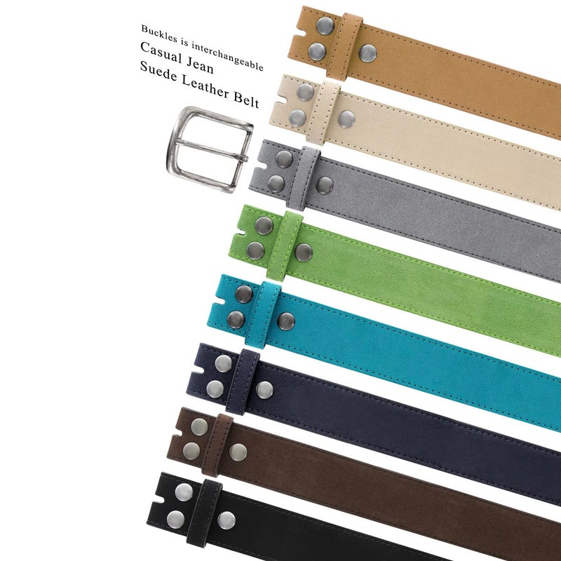 Belts.com Men's Belt Rounded Edge Heel Bar Buckle Casual Jean Suede Leather Belt 1 1/2" Wide (Taupe, 34) - Image 4