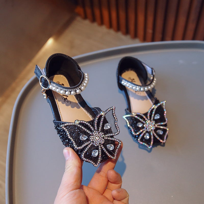 2025 Spring And Children'S Sandals Korean Style Girls Bow Princess Shoes Pearl Dance Performance Shoes Trendy - Image 5