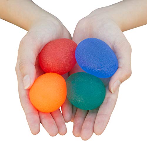 RMS 4Pack Hand Exercise Balls Physical Occupational Therapy Kit for Strengthening Grip Reducing Stiffness Arthritis Pain Relief Exerciser for Rehabilitation Fidget Stress Relief