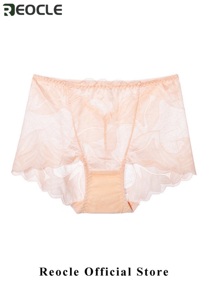REOCLE Women's Lace Underwear High Waist Brief Tummy Control Panties Stretch Full Coverage Briefs Plus Size Ladies Brief  - Image 5