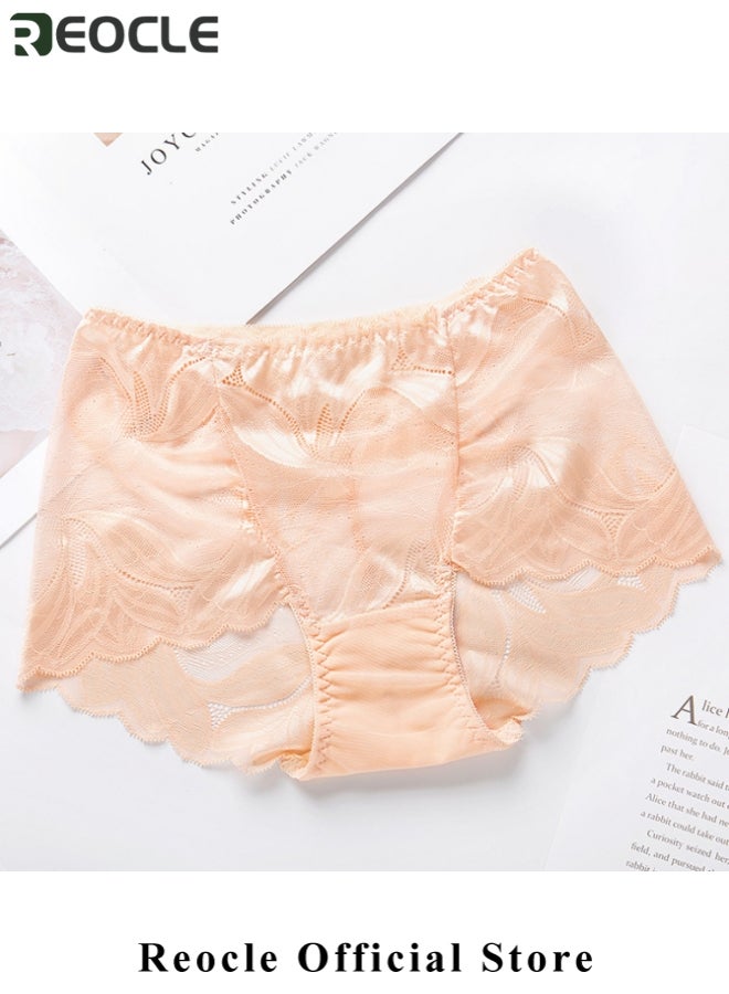 REOCLE Women's Lace Underwear High Waist Brief Tummy Control Panties Stretch Full Coverage Briefs Plus Size Ladies Brief  - Image 2